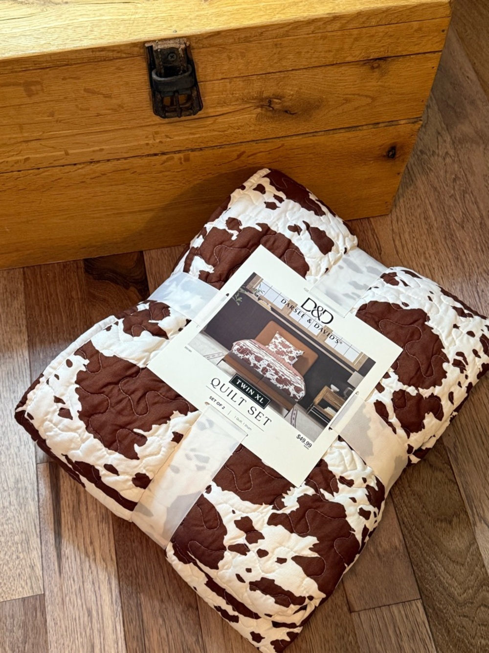 Brown Cow Print Twin XL Quilt Set 🐄🤎 Western Aesthetic Dorm Bedding (NWT)